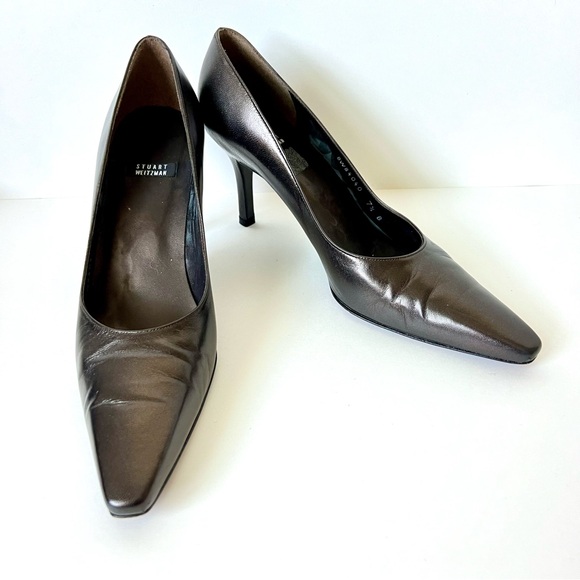 STUART WEITZMAN Brown Pearlized Pointed Toe Pumps—SZ. 7.5 - Picture 3 of 12